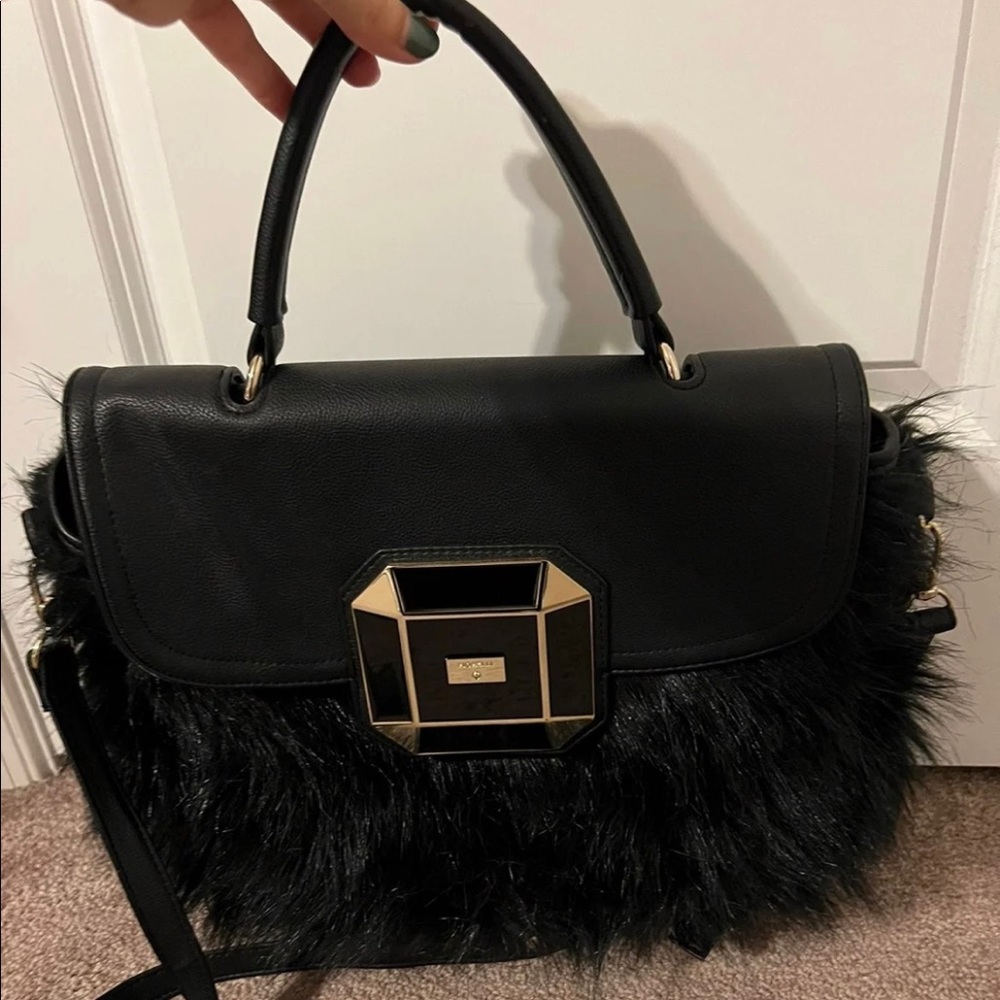 Fiorelli black faux fur handbag